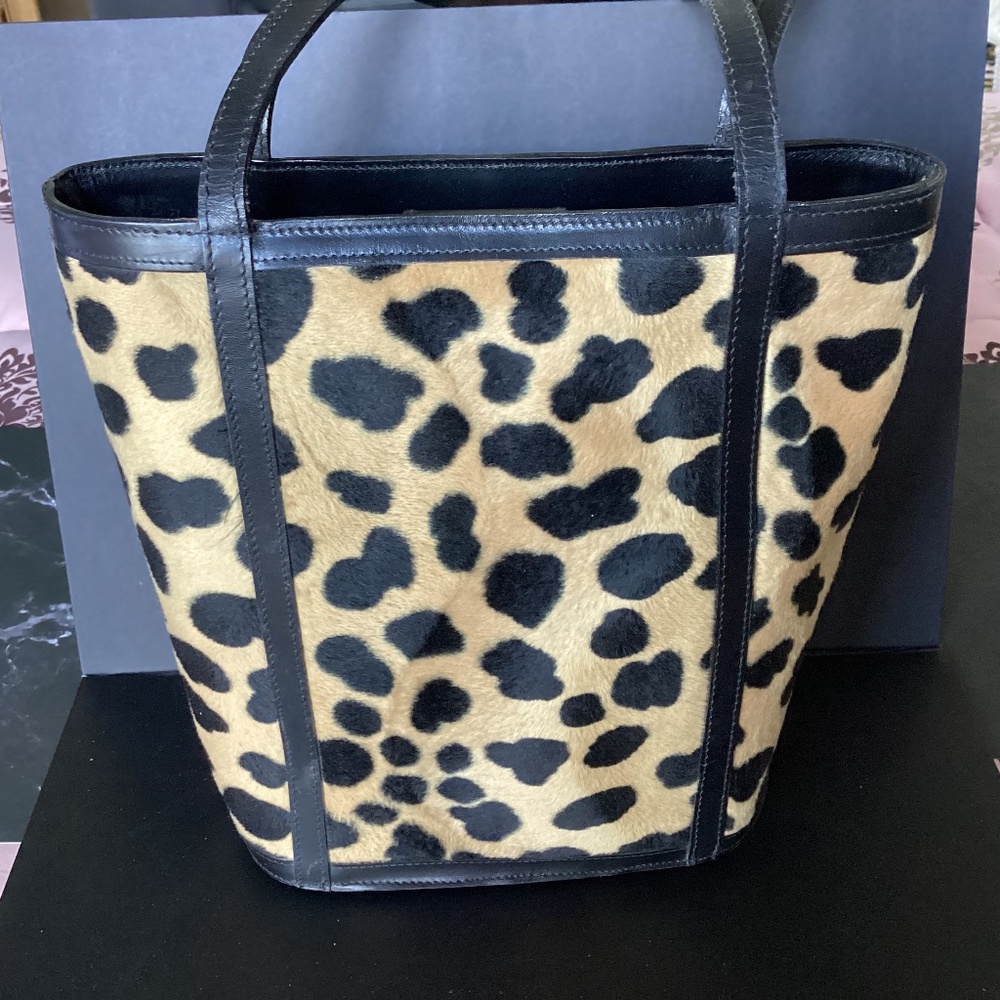 Maxx New York Faux Fur Animal Print Tote Bag.